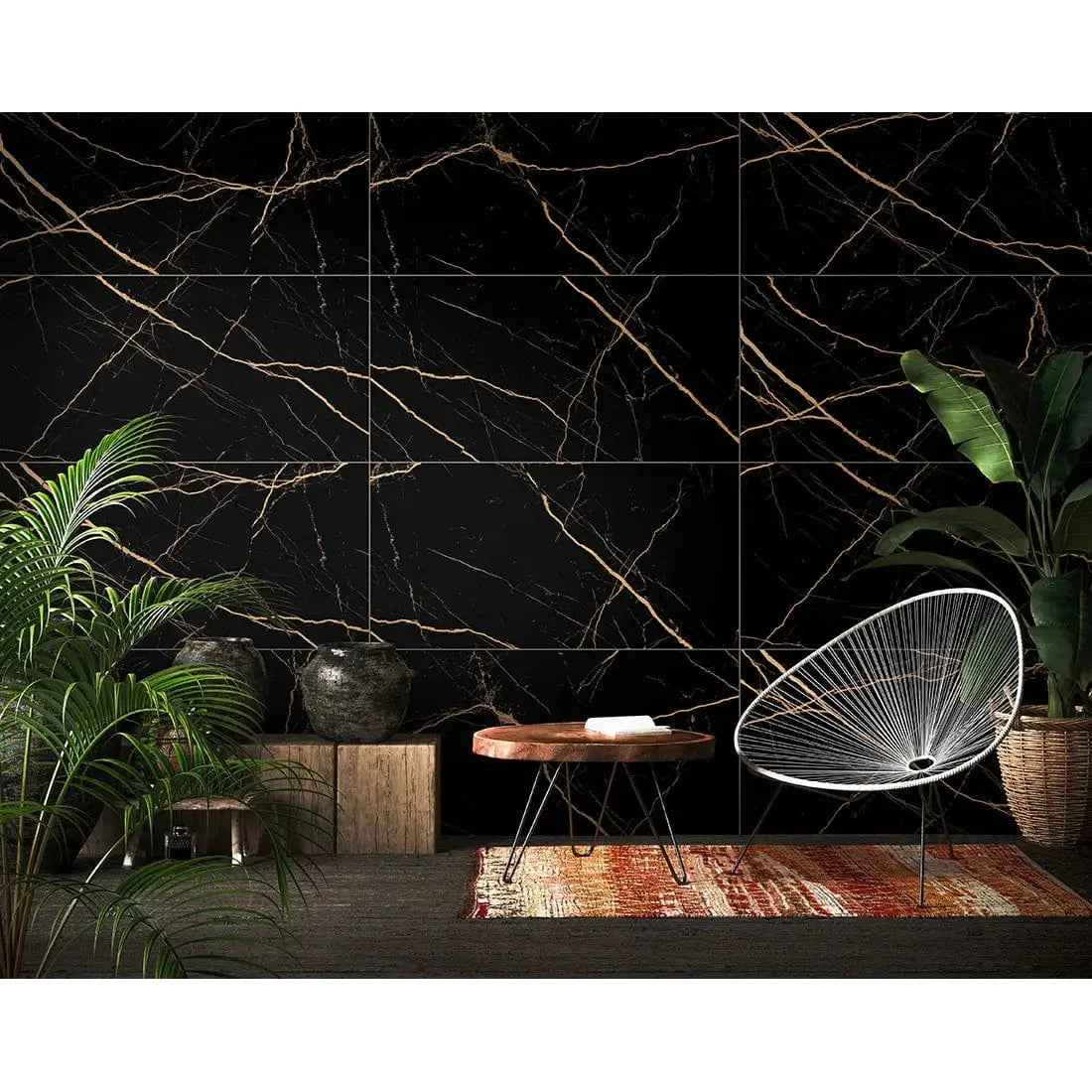 Atlas Black & Gold 60x60 cm Polished  Porcelain Tile £19.99 sq.m DS