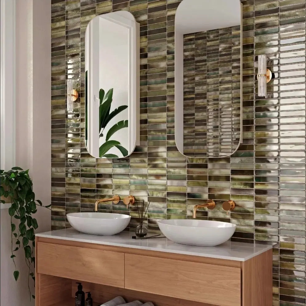 Bor Green  15x30 cm Rustic Feature wall Tiles from £37.99 sq.m IMP