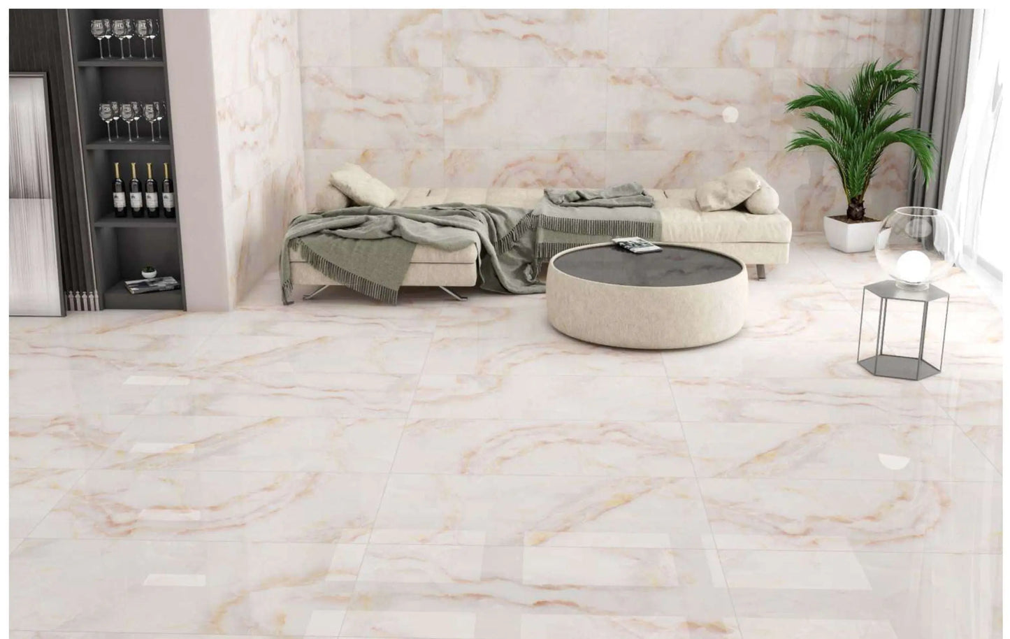 ONYX PINK  60 x 120 cm 9 mm Full Polished Porcelain Tile £27.99 CANO