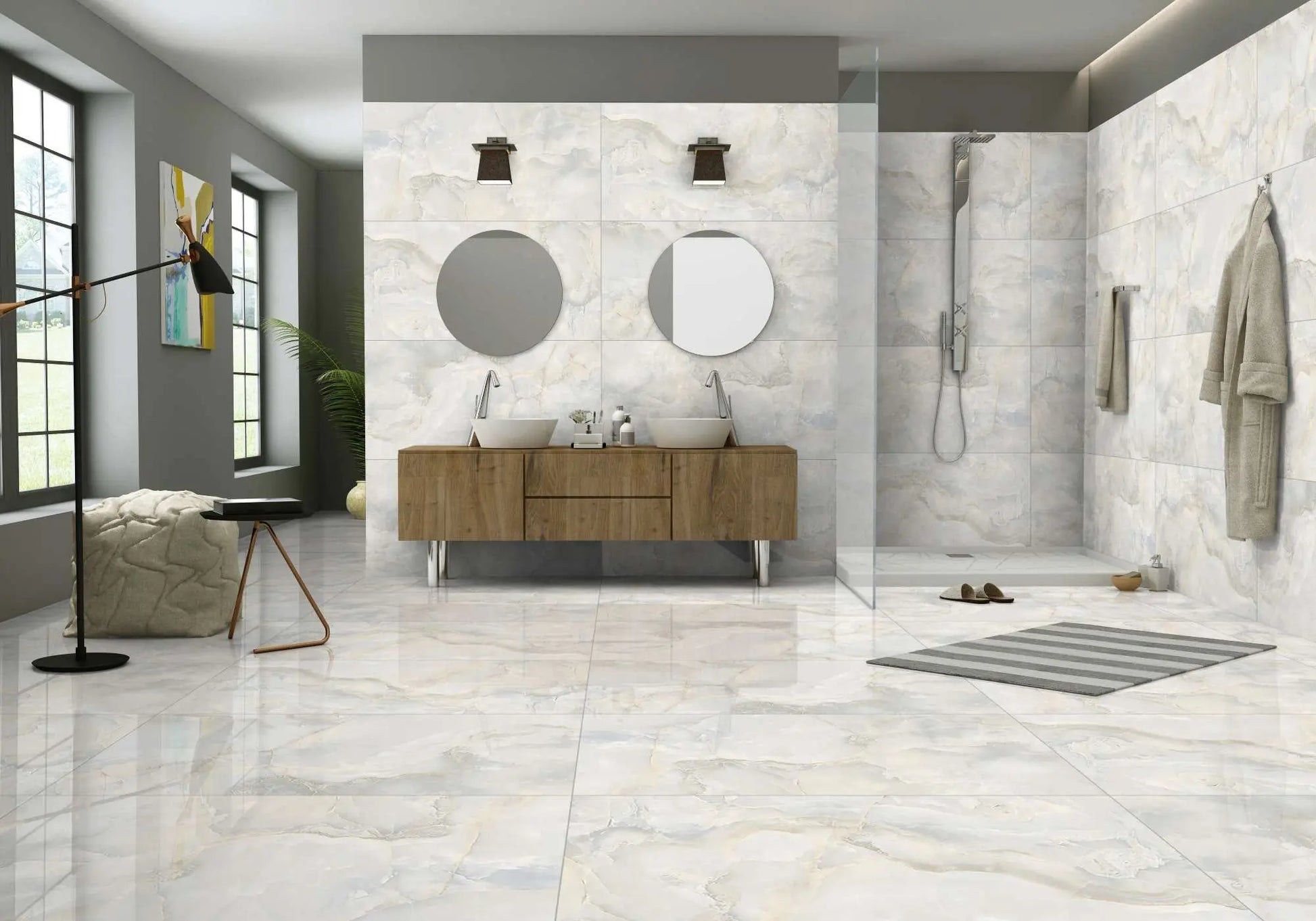 R ONYX SKY 60x60 cm Polished Porcelain Tile from £19.99 sq.m Vivido