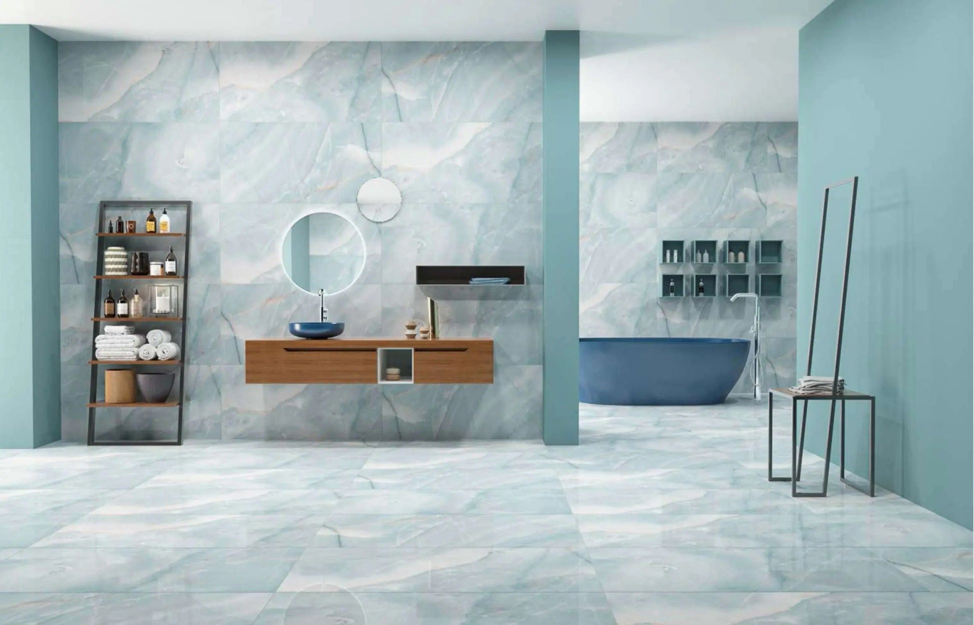 AQUA MARBLE 60 x 120 cm 9 mm Full Polished Porcelain Tile £27.99 CANO