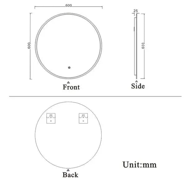 Round LED Bathroom Mirror with Demister-Flameless,Touch Control,600/700/800mm from £99 vivido