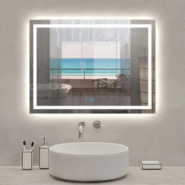 Large Size Bathroom Mirror with LED Lights,Demister Vivido Tiles