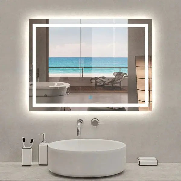 Large Size Bathroom Mirror with LED Lights,Demister Vivido Tiles