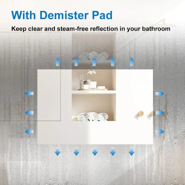 Demister Bathroom Wall Mirror with LED Lights-White Light vivido