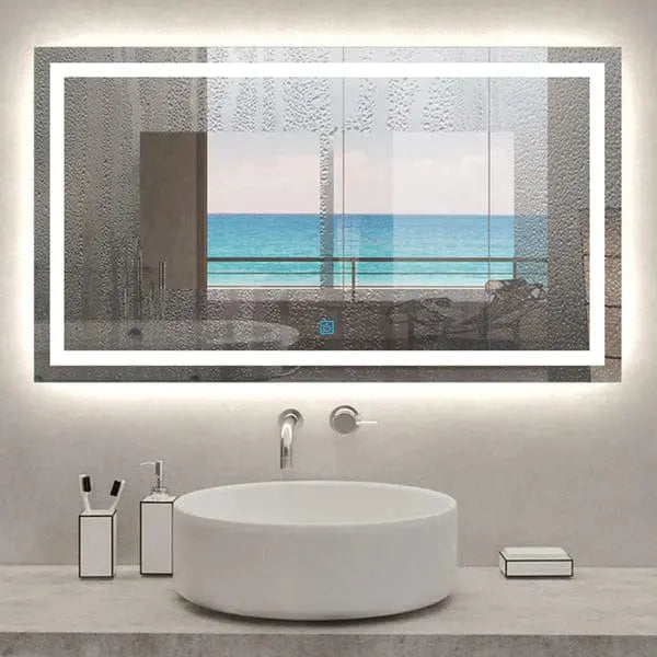 Large Size Bathroom Mirror with LED Lights,Demister Vivido Tiles