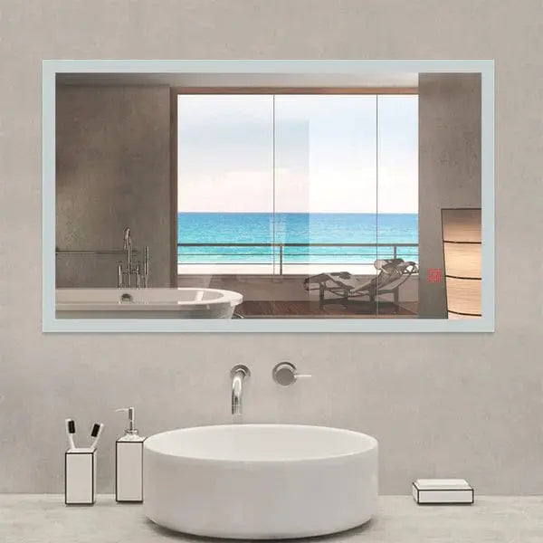 Demister Bathroom Wall Mirror with LED Lights-White Light vivido