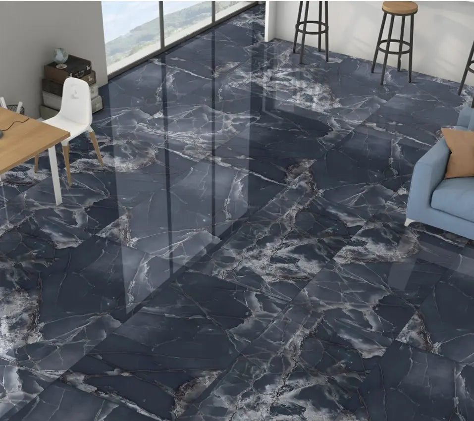 ONYX BLUE 60 x 120 cm 9 mm High Gloss Porcelain Tile £25.99 CANO