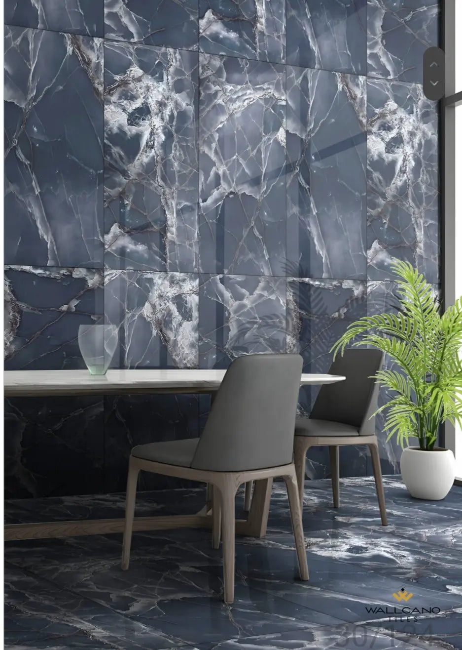 ONYX BLUE 60 x 120 cm 9 mm High Gloss Porcelain Tile £25.99 CANO