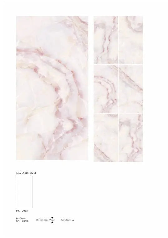 ONYX PINK  60 x 120 cm 9 mm Full Polished Porcelain Tile £27.99 CANO