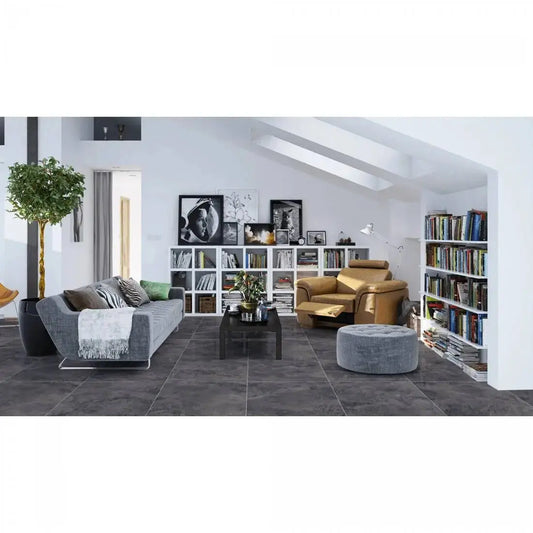 Ocean Nero Concrete effect Matt 60x60 cm Porcelain Tiles from £18.99 sq.m DS