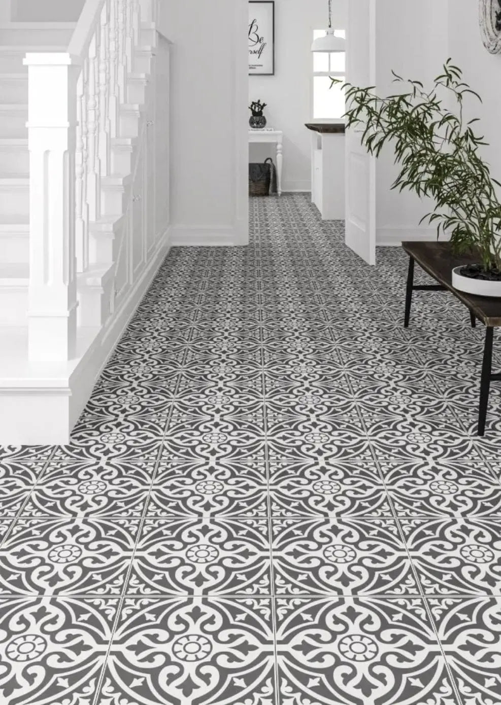 Patterned Black Retro Style Porcelain Tile 33x33 cm from £17.60 sq.m imp