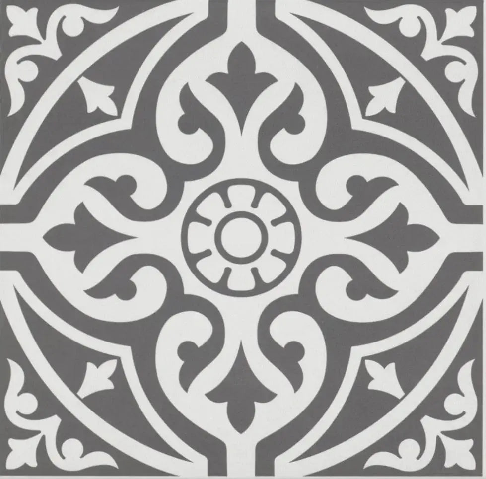 Patterned Black Retro Style Porcelain Tile 33x33 cm from £17.60 sq.m imp