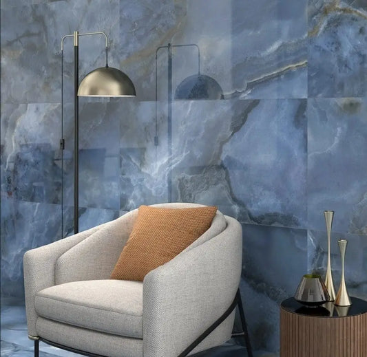 ONIX BLUE 60 x 120 cm 10 mm Full Polished Porcelain Tile from £36.99 sq.m IMP