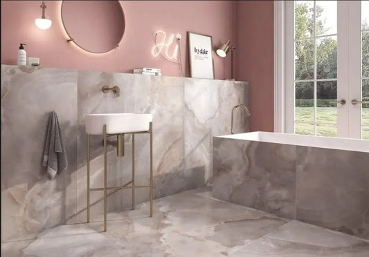 ONIX PINK 60 x 120 cm 10 mm Full Polished Porcelain Tile from £36.99 sq.m IMP