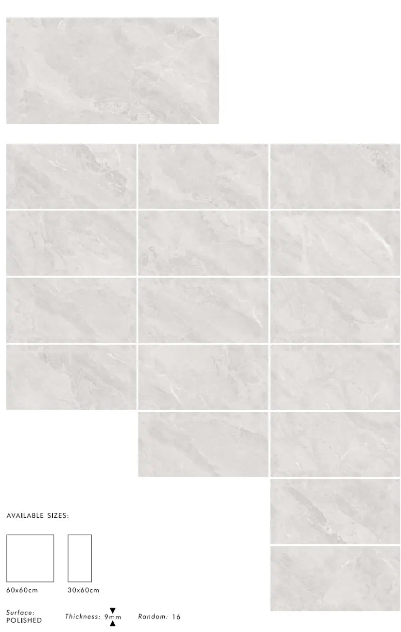 Spec Blanco 30x60 cm  Polished Porcelain Tiles from £21.99 sq.m CANO