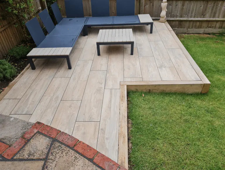 PALLET of Isabella oak 300x1200x20mm Wood Effect Outdoor Porcelain Paving £38.50 sq.m Qua