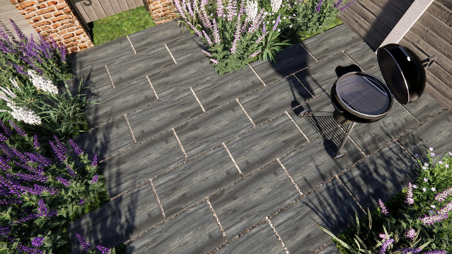 PALLET of 450x900x20mm Grey Wood Effect Outdoor Porcelain Paving £34.00 sq.m Qua