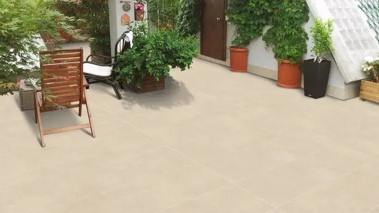 Siman Ivory 60 x 120 cm Concrete effect Outdoor Porcelain Tile from £38.99 sq.m Bien