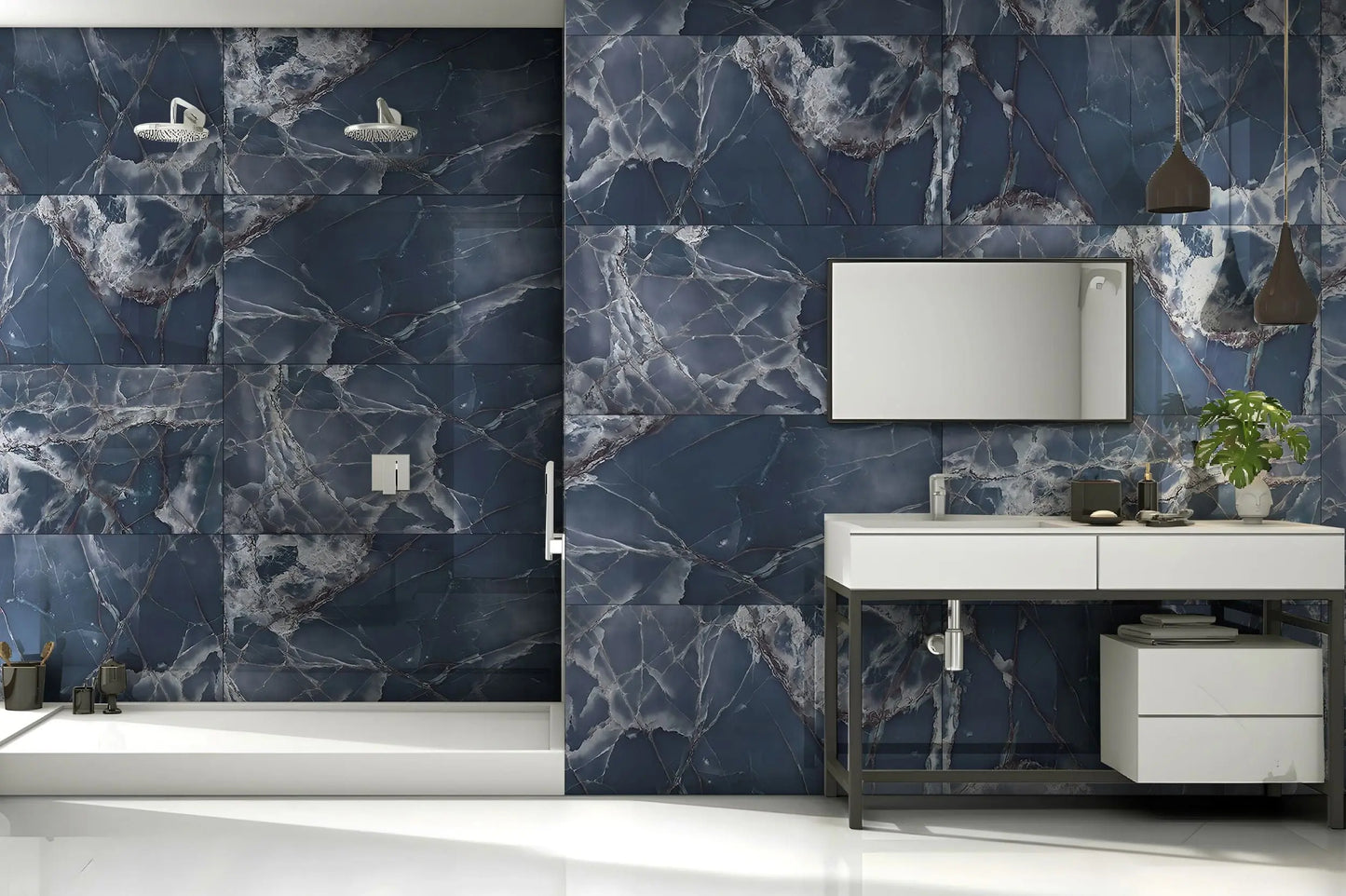 ONYX BLUE 60 x 120 cm 9 mm High Gloss Porcelain Tile £25.99 CANO