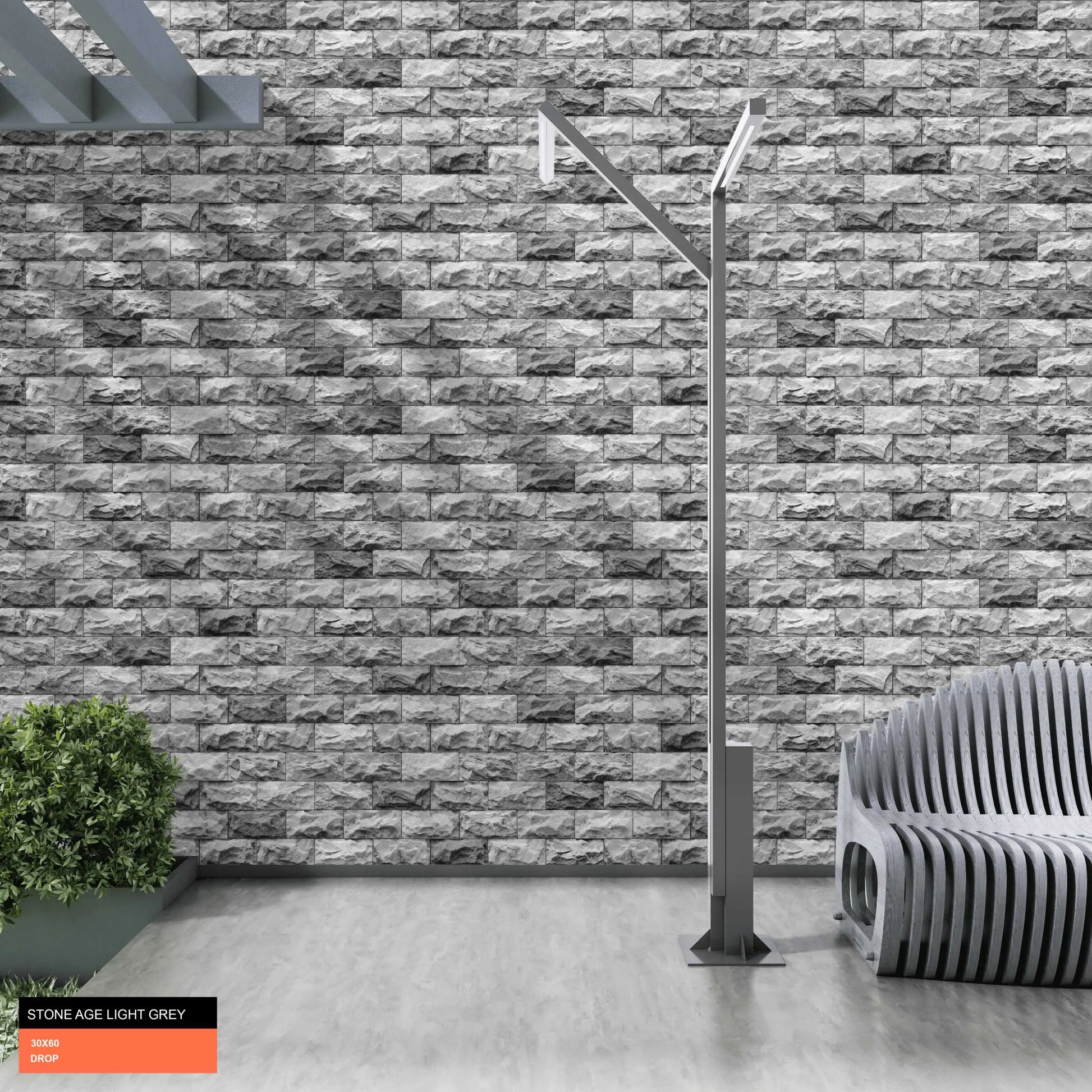 STONE AGE L.GREY 30x60 cm  Ceramic Wall Tile from £15.99 sq.m CANO