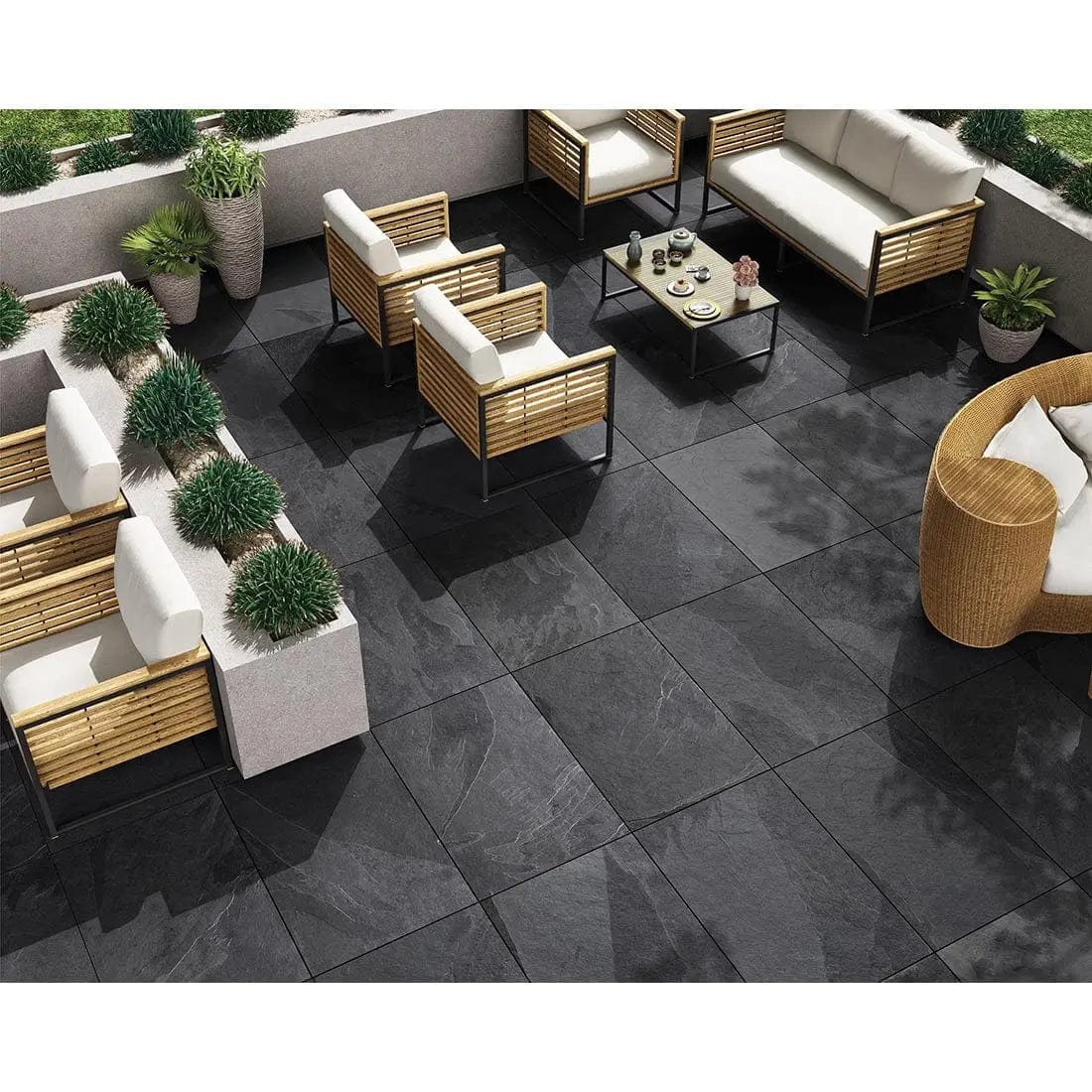 FREE DELIVERY Palma Slate Black 60x90x2 cm Outdoor Porcelain Paving £33.30 sq.m Ds