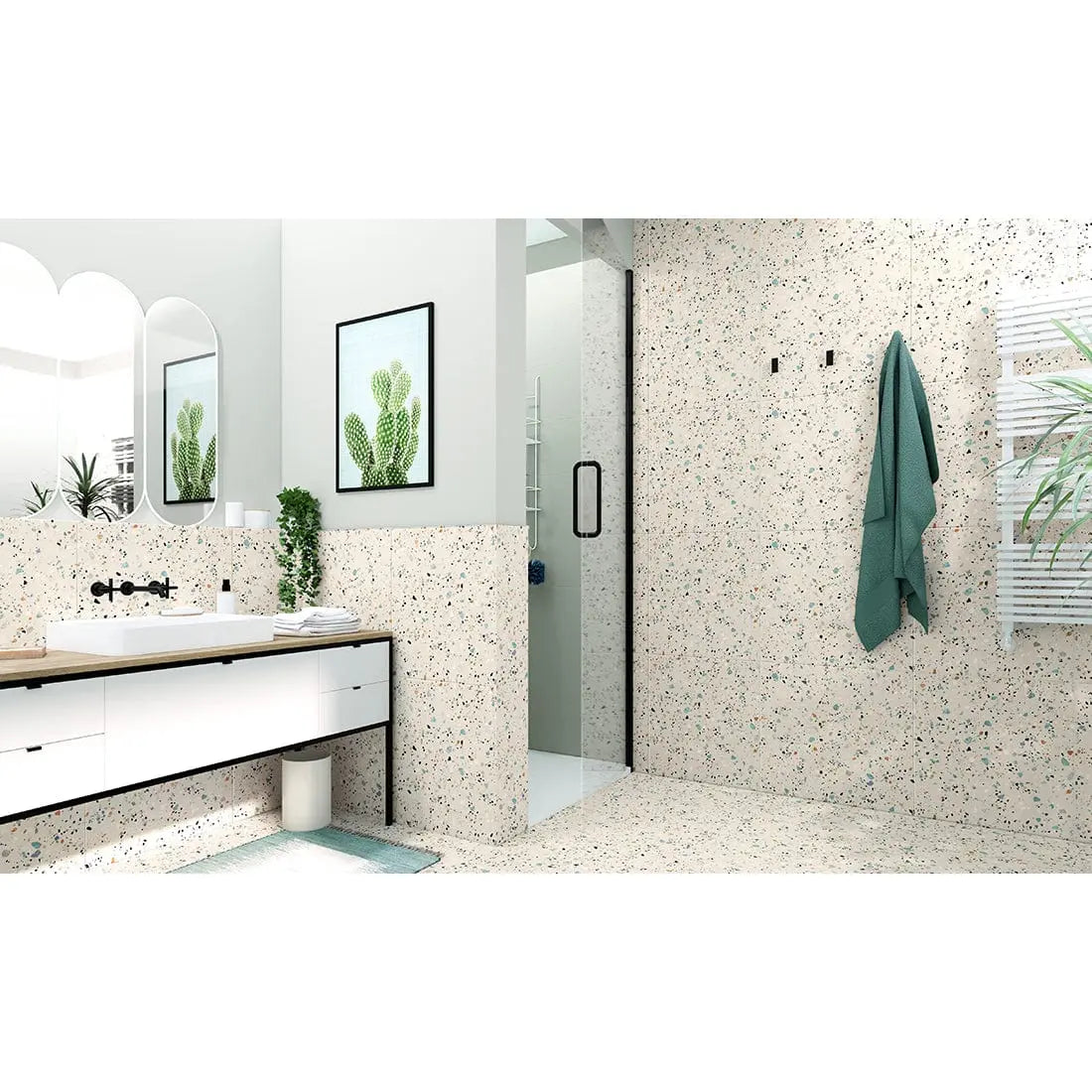 Terrazzo White 60x60 cm Matt Porcelain Tile from £24.99 sq.m DS