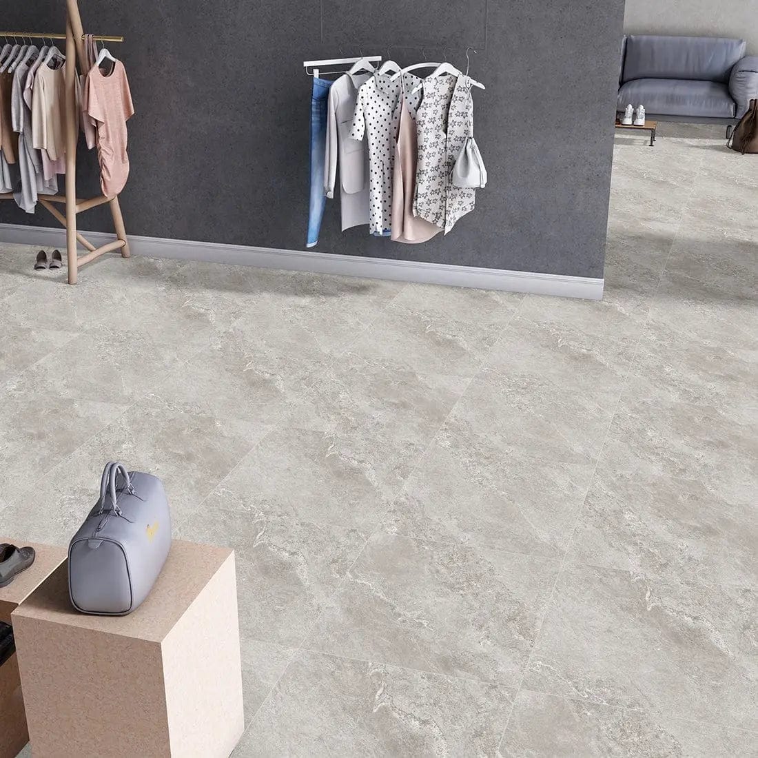 J Rock Slate effect Grey Matt 60x60 cm Porcelain from £19.99 sq.m Ds