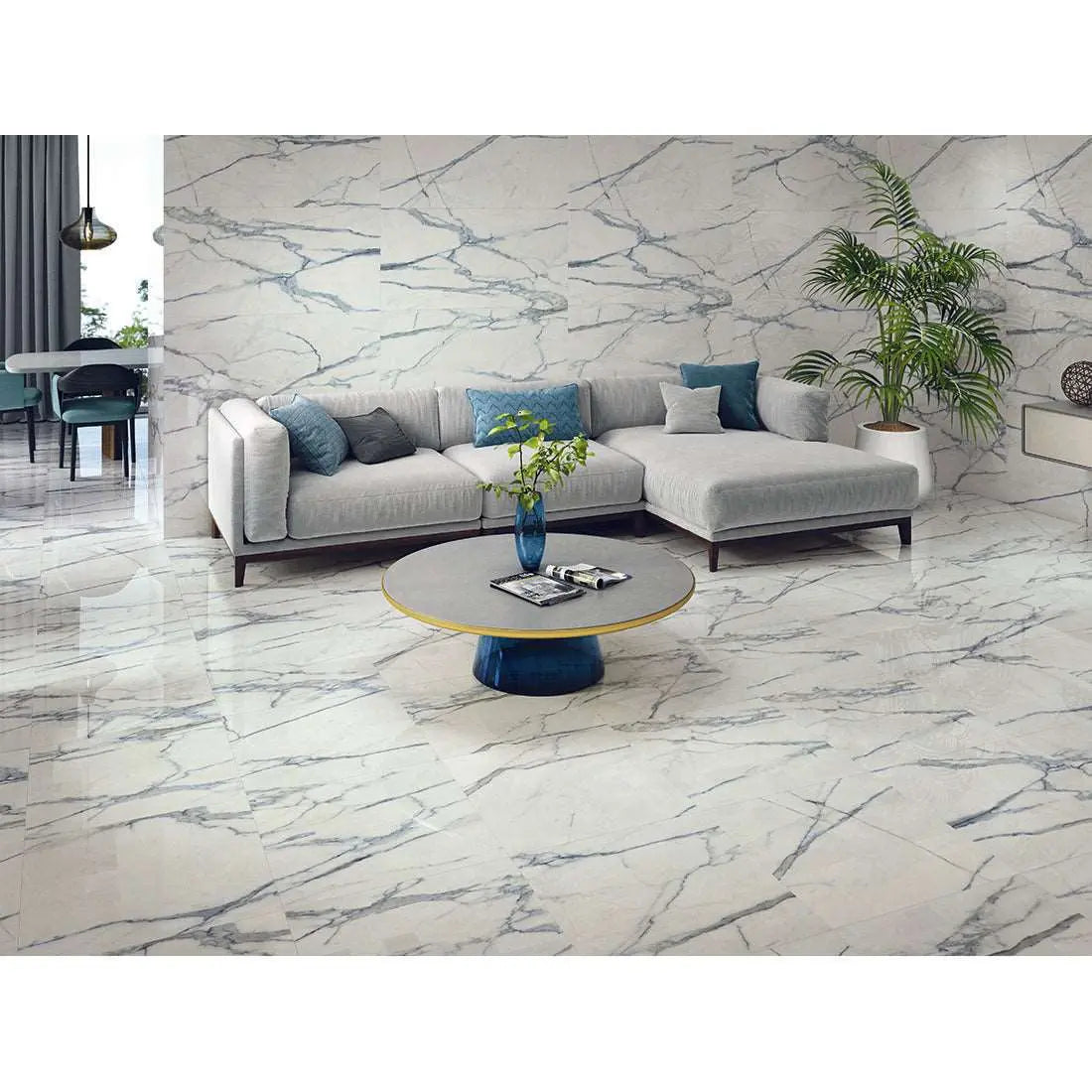 Marmara Marble effect Highly Polished Porcelain Tile