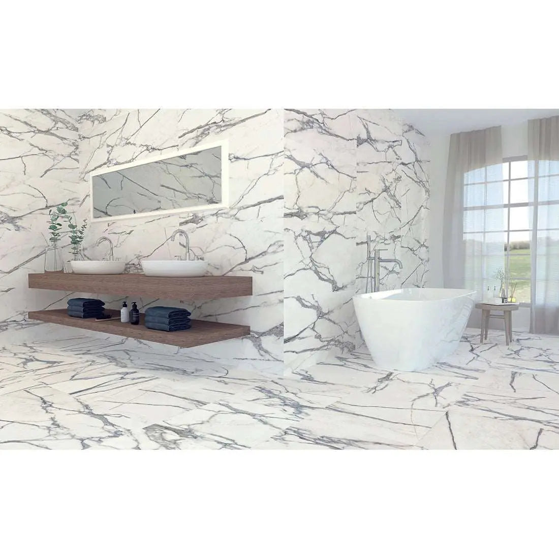 Marmara Marble effect Highly Polished Porcelain Tile