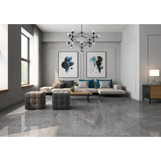 90x90 cm (£34.99 sq.m) Oly Marble effect Polished Porcelain Tile. Available in 3 colours Vivido Tiles