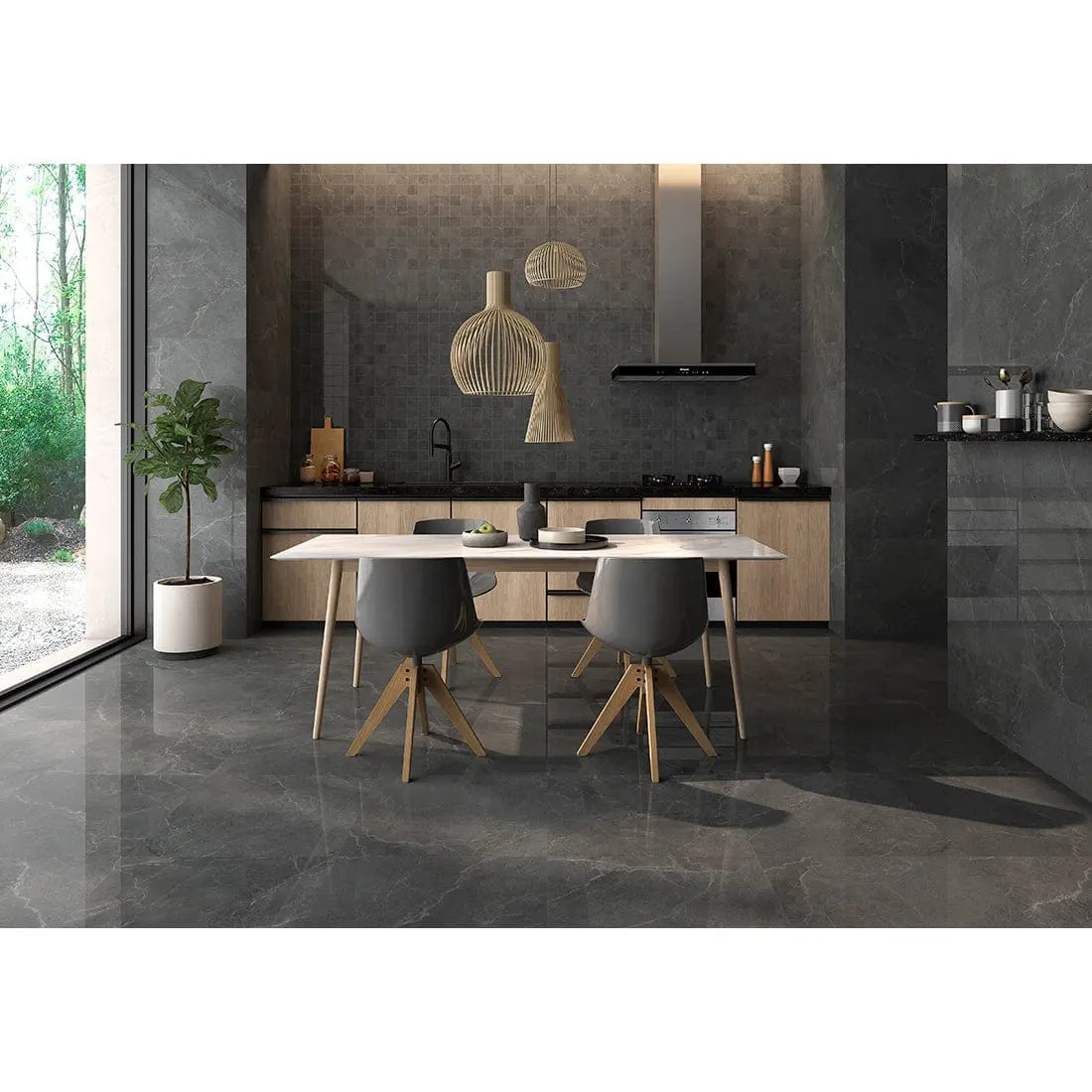 90x90 cm (£34.99 sq.m) Oly Marble effect Polished Porcelain Tile. Available in 3 colours Vivido Tiles