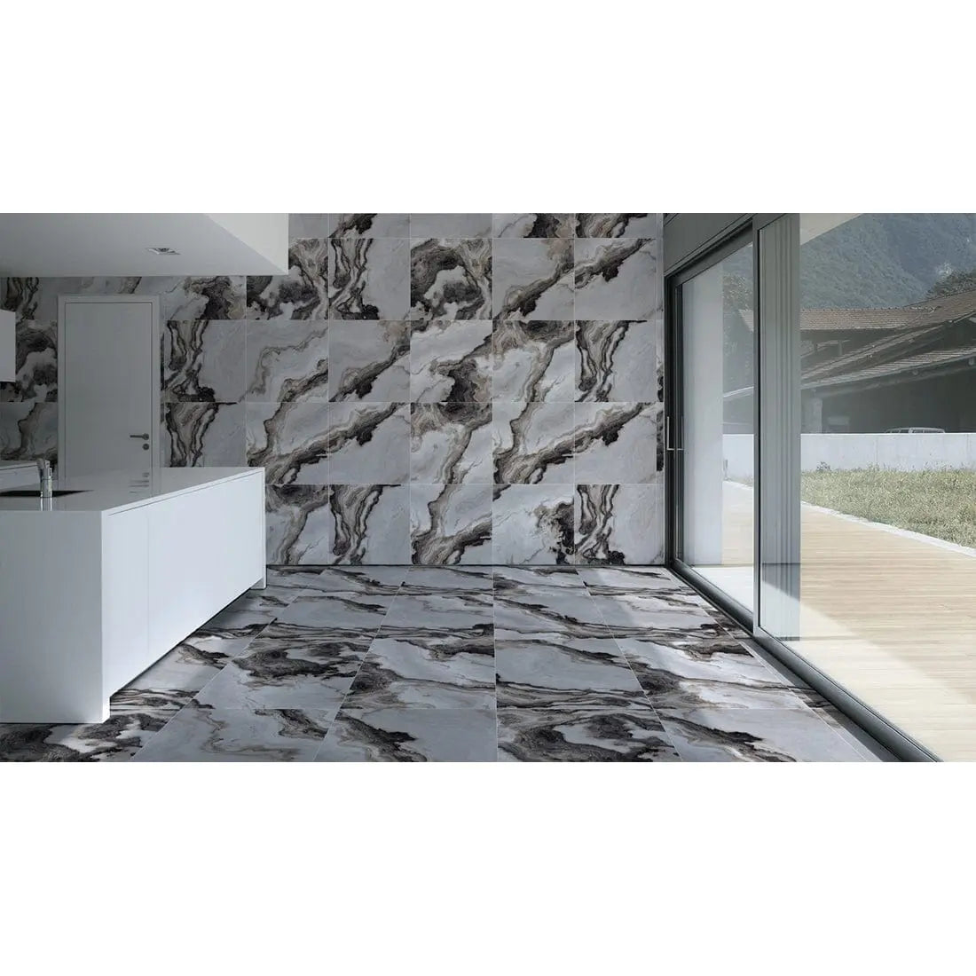 Royal Pal Grey 60x120 cm Polished Porcelain Tile from £23.90 sq.m DS