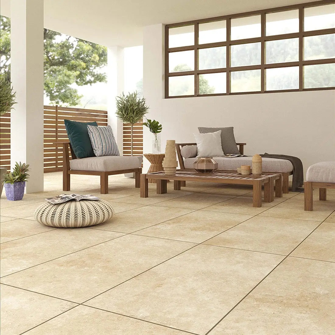 Travertine Beige 600x1200x20mm Outdoor Porcelain Paving £36.00 sq.m Ds