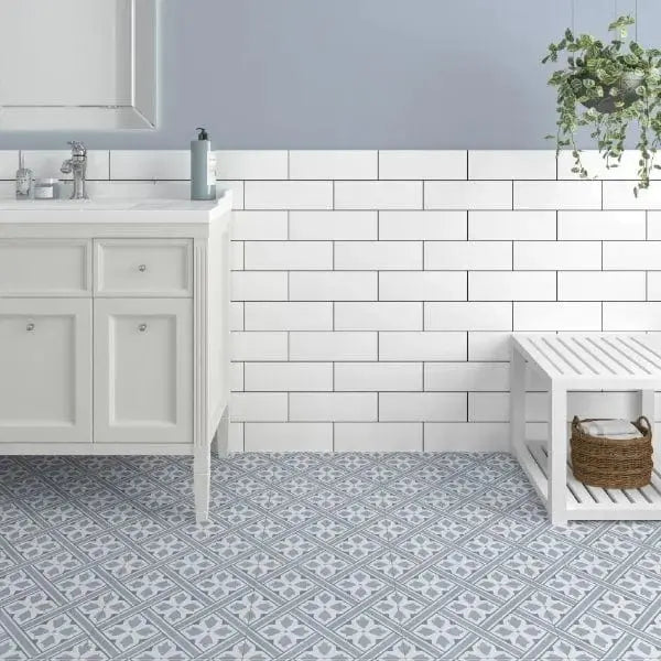 Patterned Blue Retro Style Porcelain Tile 33x33 cm from £17.60 sq.m imp