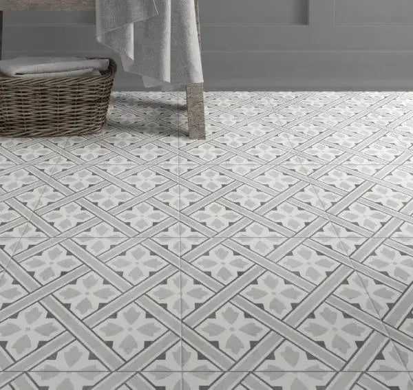 Patterned Grey D M J Retro Style Porcelain Tile 33x33 cm from £17.60 sq.m imp