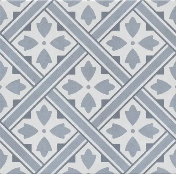 Patterned Blue Retro Style Porcelain Tile 33x33 cm from £17.60 sq.m imp