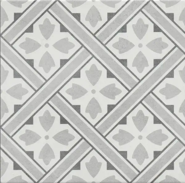 Patterned Grey D M J Retro Style Porcelain Tile 33x33 cm from £17.60 sq.m imp