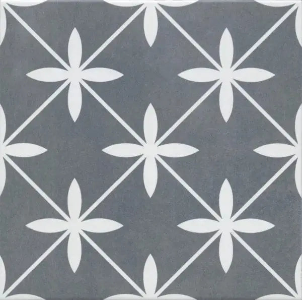 Patterned W Y Grey Retro Style Porcelain Tile 33x33 cm from £17.60 sq.m imp